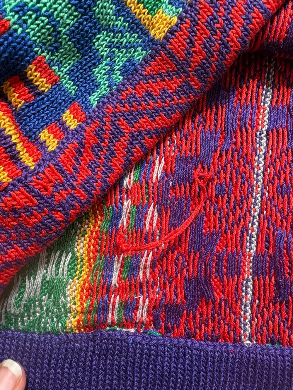 Vintage Multicolor Rainbow Knit Short-Sleeve Top